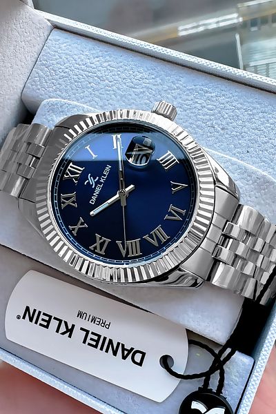 Daniel Klein Royal Original Men's Wristwatch - 3 Atm Waterproof, Silver Color, Gift Bracelet with Steel Band Dke2112C1