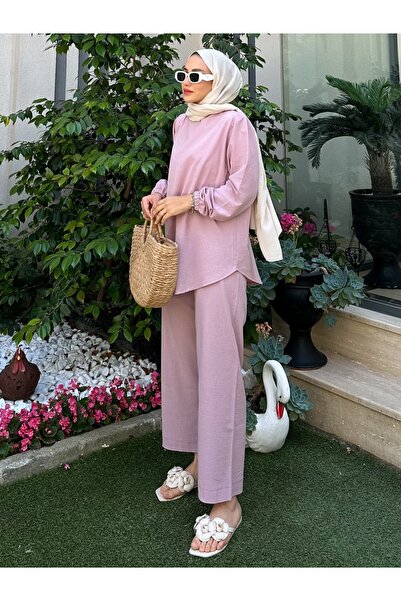 Moda Lippa Organic Şile Cloth Lilac Pants Set