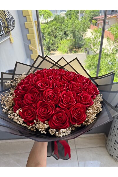 PARSÇİÇEK Gerçek Görünümlü Yapay Kız İsteme Çiçegi Yapay Buket 30’lu Cipsolu Solmayan Gül Buketi