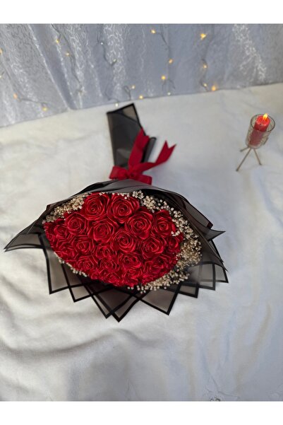 PARSÇİÇEK Gerçek Görünümlü Yapay Kız İsteme Çiçegi Yapay Buket 30’lu Cipsolu Solmayan Gül Buketi