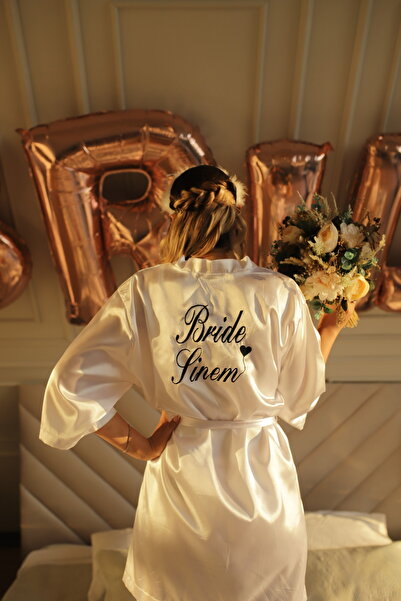 Before To Be Bride Kişiye özel kalp detaylı bride sabahlık