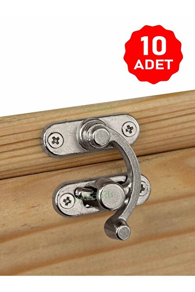 sywoods Orta Boy Nikel Yay Gözü Kancalı Kilit 10 adet Kutu Sandık ve Kapak Kl...
