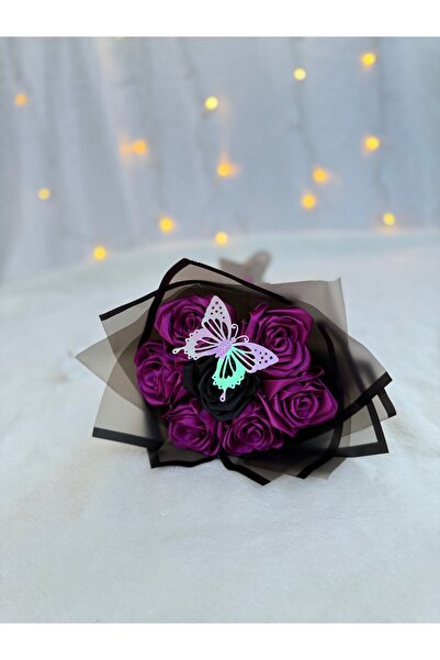 PARSÇİÇEK Solmayan Gercek Görünümlü 7’li Gül Buketi Yapay Gül Ömürlük (Mor Or...