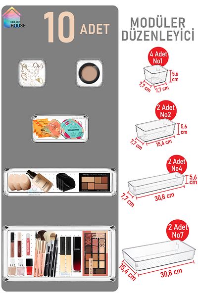 color house Set de 10 sertare modulare organizator machiaj bijuterii bucatarie baie hobby frigider organizator medicamente