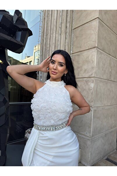 Monchoix Γυναικείο φόρεμα αποφοίτησης/χένας/προσκλητήριο με ανάγλυφο λουλουδάτο μοτίβο υψηλής ποιότητας