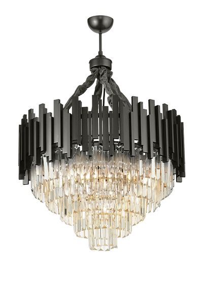 Avizemoda Sima 60 Cm Luxury Crystal Glass Stone Chandelier - (Black Color)