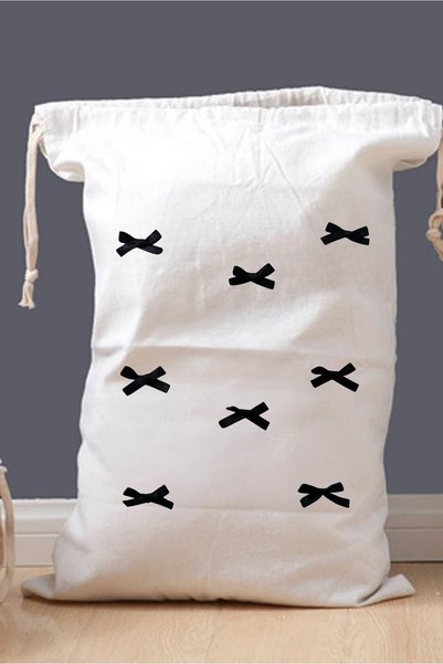 cherila 100% Cotton Linen Toy Bag with Bow – 50X70 cm |   Large Cloth Storage Bag with Natural Fabric
