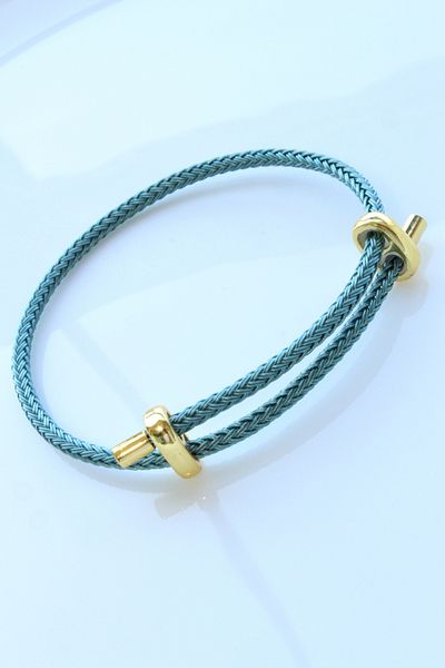 Leo'Stone New Season Colorful Adjustable Steel Detailed Knitted Rope Bracelet