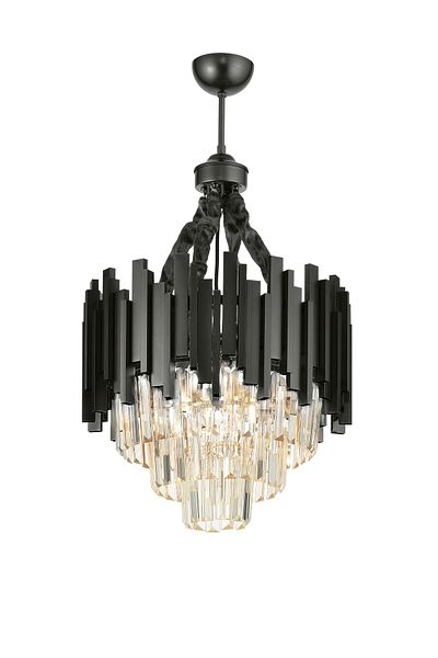 Avizemoda Sima 40 Cm Luxury Crystal Glass Stone Chandelier - (Black Color)