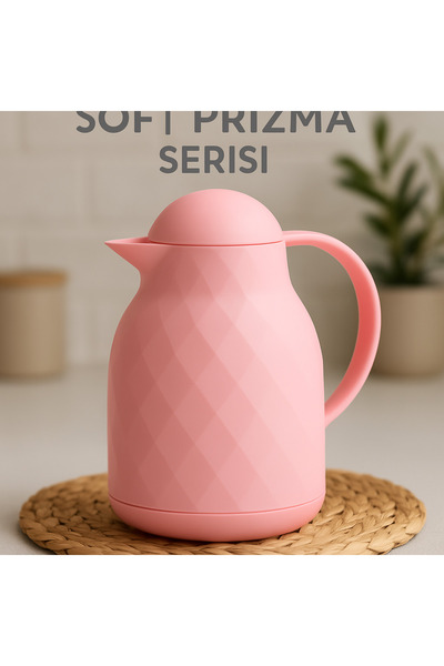 Avantaj Kapıda 1 Lt Candy Pink Thermos – Glass Inner, Thermal Insulated, 12 Hours Hot, 24 Hours Cold Water and Tea Thermos