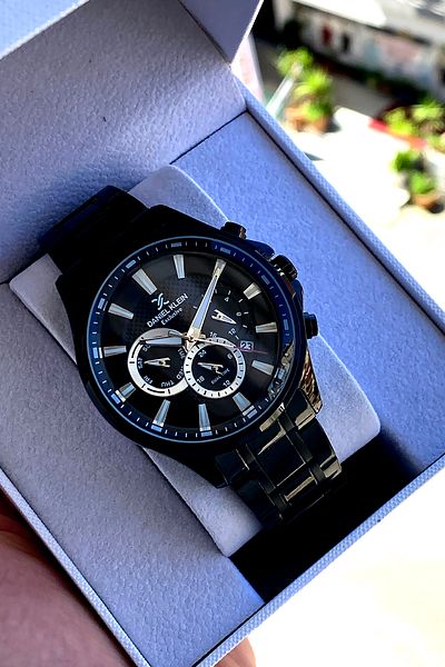 Daniel Klein 100% Original Black Steel Stainless Cord Men's Wrist Watch Bracelet Gift