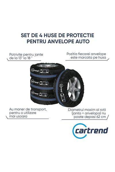 Cartrend Set huse anvelope, Cartrend, diametru total maxim al rotii (janta + anvelopa) 62 cm, 4 buc