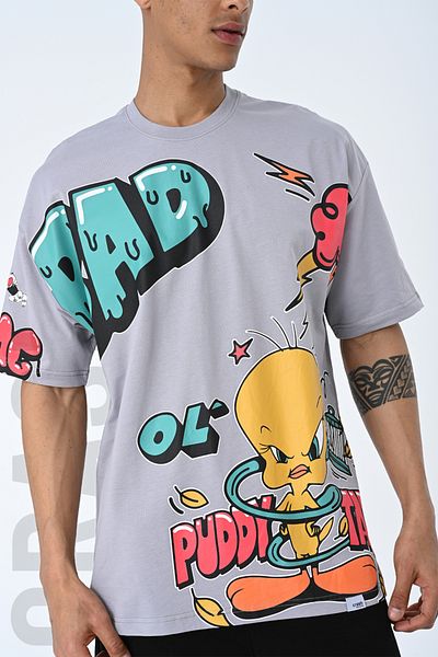 AMAZING CRASH Μπλουζάκι Unisex με στάμπα με γκρι λαιμόκοψη