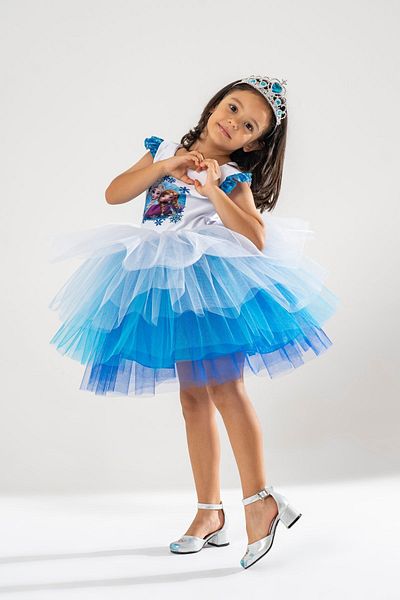 YAĞMUR KOStütüM Crown & Scepter & Hair Gift Rochie și costum de petrecere pentru fetiță cu tematică prințesa Anna Elsa