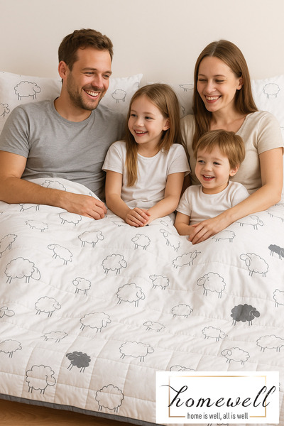 homewell Saf Ingiliz Yünü Hipoalerjenik Premium Yün Uyku Seti Kuzu