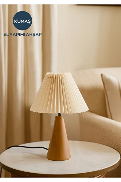 HOMİNG Gardena Natural Wood Pleated Lampshade 242091