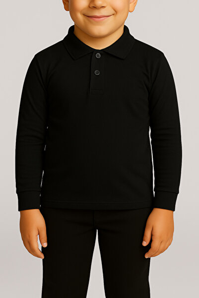 FATELLA UNISEKS DEČJA POLO MAJICA S DUGIM RUKAVIMA CRNE BOJE