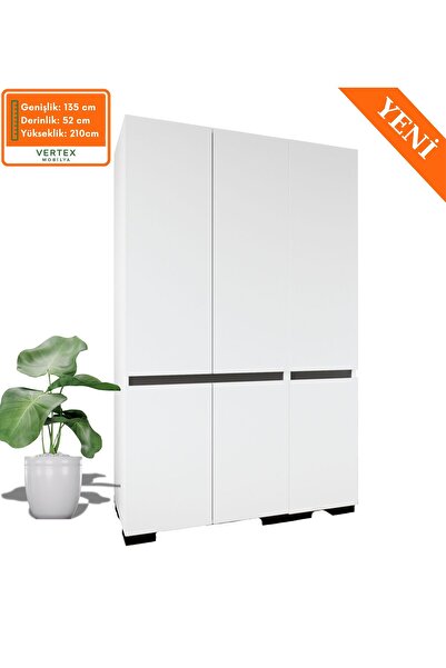 VM VERTEX MOBİLYA Floransa 6 Kapılı Flr-ırf Beyaz- Antrasit Gardırop-çok Amaç...
