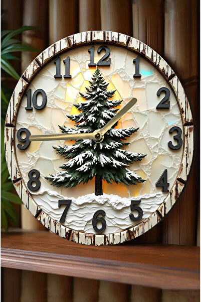 kutuTR Silent Round Wooden Wall Clock, Quartz Movement 3D Look 2D Clock Sdw063
