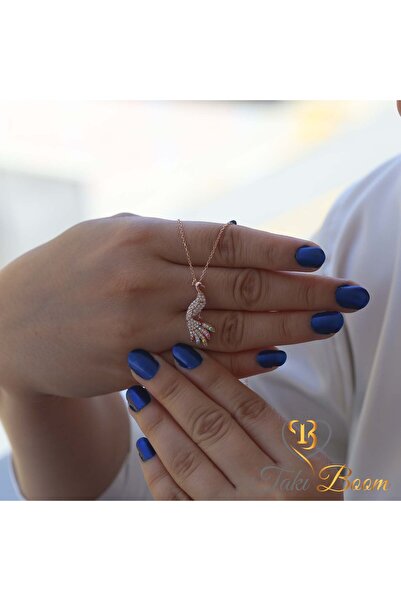 Takı Boom Tavuskuşu Kolye, Nazar Boncuklu, Sevimli Tavus Kuşu Gümüş Kolye,tav...