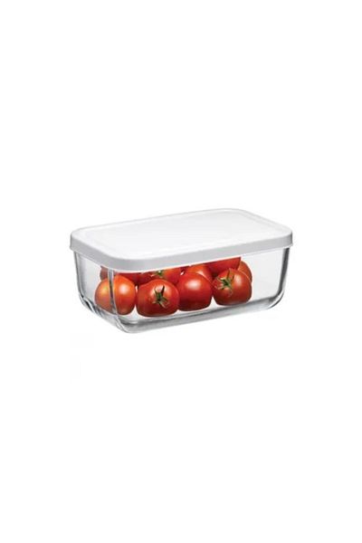 Paşabahçe 53853 White Snow Box Glass Storage Container with Lid 2 Pieces