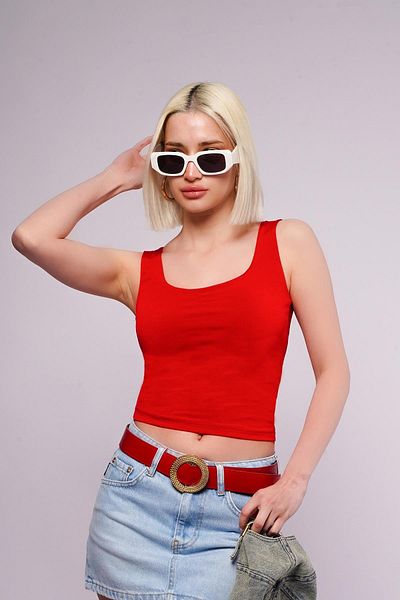 Madmext Red Thick Strap Women's Blouse MG1998