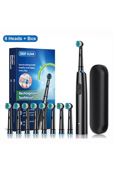 choice2 Black 8 heads Box Electric Toothbrush Deep Clean Whitening Teeth for Adult Toothbrush Rotation Ultra