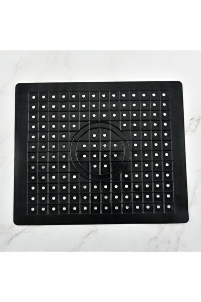 Choice حصيرة تصريف مطاطية مربعة الشكل من قطعة واحدة باللون الأسود على شكل مست...