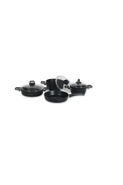 FMS Te5004 Ideal 7 Piece Granite Cookware Set Black