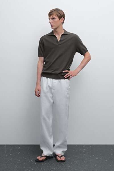 Massimo Dutti Triko V yaka polo t-shirt