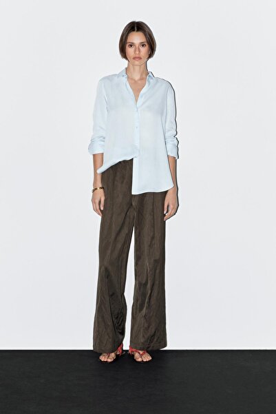 Massimo Dutti Geniş paça saten pantolon