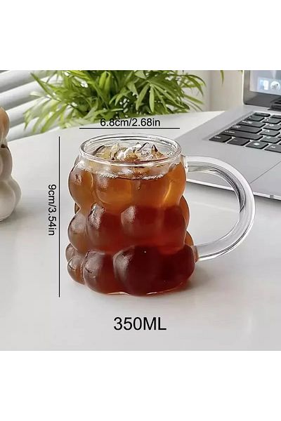 Choice 301-400ml Style B-with Handle Ins Style Transparent Glass Cup Irregular Heat Resistant Coffee Mug Su