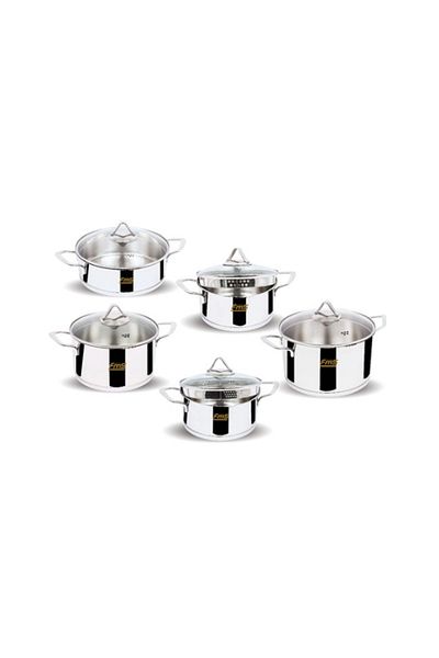 FMS Strained 10 Piece Luxury Steel Pot Set Metal 6027
