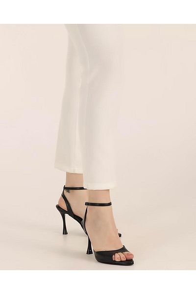 BAYRAMOĞLU KUNDURA Byk Stylish Women's Shoes with Open Toe Ankle Tie Heels
