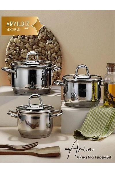 Aryıldız Aria 6 Piece Midi Steel Pot Set