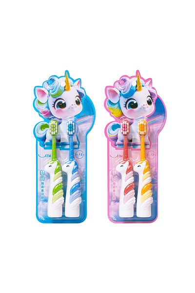 Choice 4pcs 2/4pcs Cartoon Unicorn Children's Soft Toothbrush, 3-12-year-old Baby Toothbrush