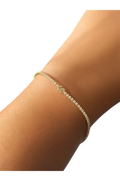 DGK COLLECTİON Trendy Letter S Bracelet with Hypoallergenic Row Stones