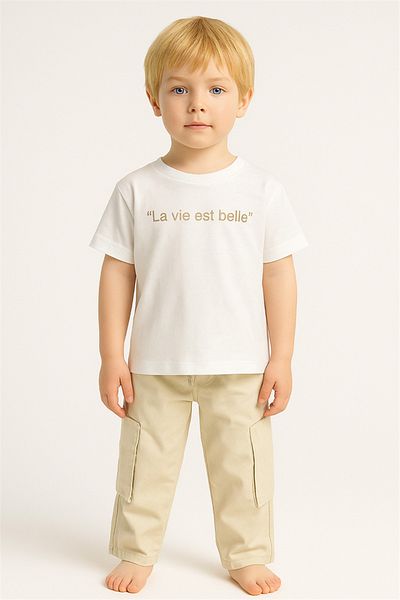 Motebarn Wear Boy's Pants Bottom-Top Set Cream