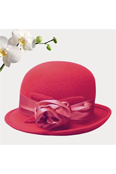 Confortino Luxury women's felt hat with ribbon and luxurious satin decoration - ONE SIZE, ADJUSTABLE