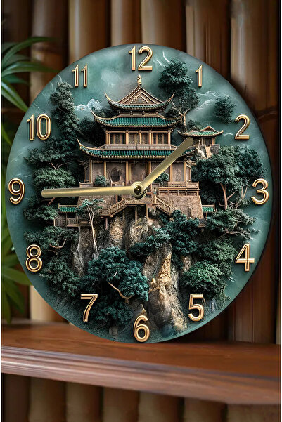 kutuTR Sessiz Yuvarlak Ahşap Duvar Saati, Kuvars 3 Boyut Görünümlü 2d Saatler