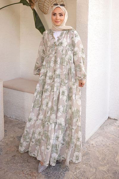 İmajButik Φόρεμα με μισό κουμπί βιζόν