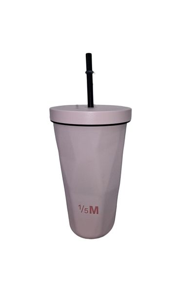 genric Modern Pink Cup with Tight Lid and Reusable Straw - 500ml