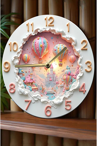 kutuTR Sessiz Yuvarlak Ahşap Duvar Saati, Kuvars Hareketli 3d Görünümlü 2d Saat Sdw102