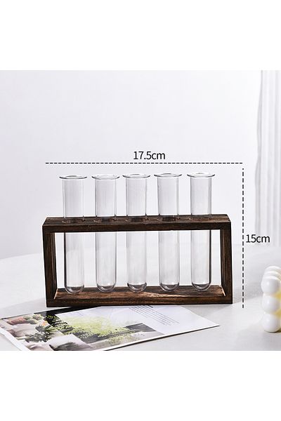 Choice Retro Wood Color 1 Set Creative Hydroponic Plants Container With Wood Frame Transparent Test Tube Va