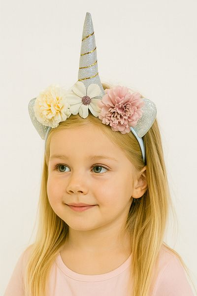 Motebarn Wear fata Copil Unicorn Coroana Florala Alb