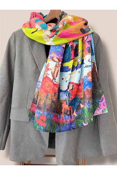 Oyt DÜKKAN Oyt Shop City and People Design Shawl Foulard 70X 170 cm