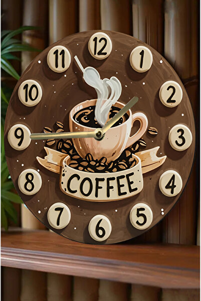 kutuTR Sessiz Yuvarlak Ahşap Duvar Saati, Kuvars Hareketli 3d Görünümlü 2d Saat Sdw123