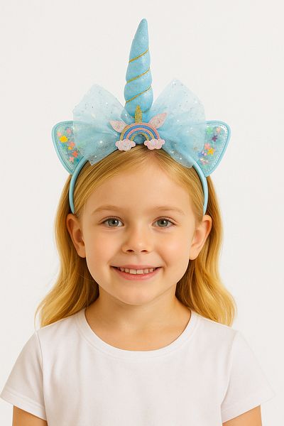 Motebarn Wear Fata Copil Unicorn Tutu Curcubeu Coroana Albastru