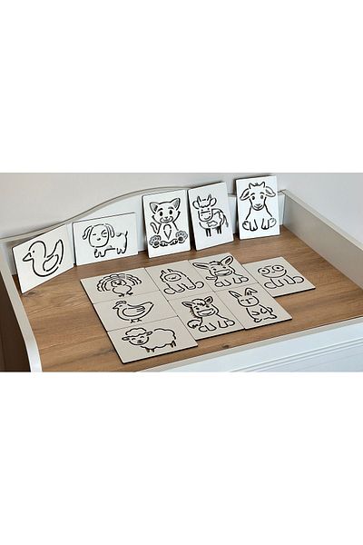 Bellacasa Farm Animals Line Work Set, Educational Toy, Montessori Educational Toy, Engine Intelligence Game