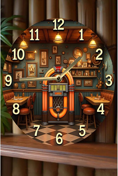 kutuTR Silent Round Wooden Wall Clock, Quartz Movement 3D Look 2D Clock Sdw136